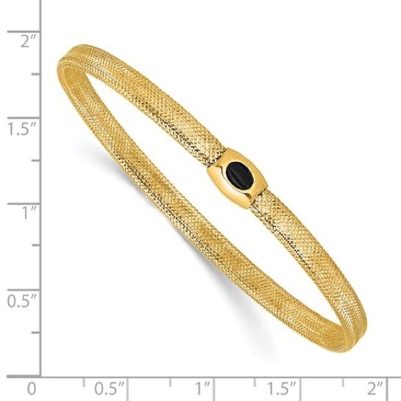 14k Gold and Onyx Stretch Mesh Bracelet by Leslies Jewelry - Picture 4 of 7